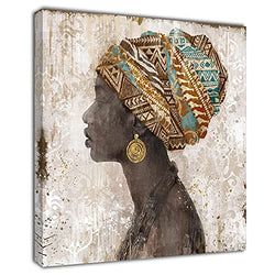 DAVOD African American Wall Art Black Woman Pictures Canvas Prints Paintings Wall Decor Home Decorations Framed Artwork Bathroom Living Room Bedroom 14"x14"