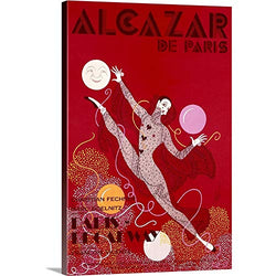 Alcazar de Paris, Vintage Poster, by Erte Canvas Wall Art Print, 24"x36"x1.25"