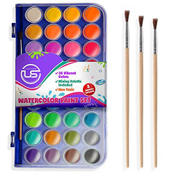 Watercolor Paint Set, 28 Colors of Washable Watercolor Paint Includes Watercolor Palette and 2 Paint Brushes. Great Water Color kids paint