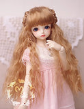 (15-16CM) 1/6 BJD YOSD Doll Wig / BJD Doll Long Straight with 2 Braids Wig / Gradients Color Light-Green FBE073