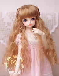 (15-16CM) 1/6 BJD YOSD Doll Wig / BJD Doll Long Straight with 2 Braids Wig / Gradients Color Light-Green FBE073