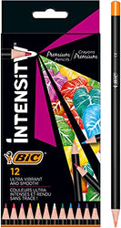 BIC Intensity Premium Cardboard Case Colouring Pencils for Adults with Shatterproof Lead - Assorted Colours, Pack of 12