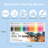 24 Dual Tip Markers for Adult Coloring Brush &Fine Tip Markers Pens Colored Markers for Kids Drawing Gift School Journal Calligraphy Writing