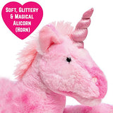GirlZone Stuffed Pink Plush Unicorn for Girls, Large-18 Inches, Glitter Horn, Great Birthday Gift Idea