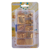 PandaHall Elite About 500 Pcs Jewelry Finding Kits with Ribbon Clamp End, Jump Ring, Lobster Claw