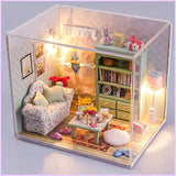 Decdeal DIY House Decor with LED Light Accessories Furniture Miniature Doll House Wooden Craft Kits Best Birthday Gifts for Women and Girls