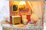Flever Dollhouse Miniature DIY House Kit Creative Room with Furniture for Romantic Valentine's Gift (Meet at The Corner)