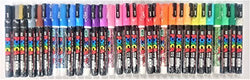 Uni Posca Paint Marker Pen, Fine Point(PC-3M), 31 Colors(24 Colors & 7 Glitter Colors) Set with Original Vinyl Pen Case