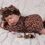 JIZHI Lifelike Reborn Baby Dolls - 18-inch Soft Body Realistic-Newborn Baby Dolls Sleeping Reborn Baby Girls with Bow Headband Handmade Real Life Baby Dolls with Clothes Gifts Box for Kids Age 3 +