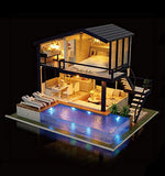 UniHobby Dollhouse Kit DIY Miniature Dollhouse Kit Time Apartment with Music Box Dust Cover Light and Furniture Gift House for Adult