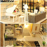 Fsolis DIY Dollhouse Miniature Kit with Furniture, 3D Wooden Miniature House with Dust Cover and Music Movement, Miniature Dolls House kit (M21)