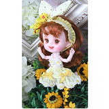 Adorable Cute Dolls with Gift Box, 26 Ball Joint Doll, Lovely 1/12 BJD Doll Gift for Girls, Doduo Series, 14 cm (Sunflower)