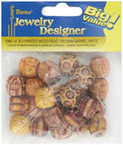 Darice 24-Piece Barrel shaped Printed Wood Bead, 16 by 16ml