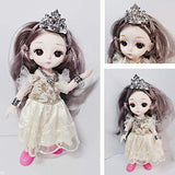 Ai-Fun 6 Inch BJD Girls Fashion Mini Doll Toys with 4 Replaceable Cloths and 7 PCS Doll Accoessaoried,Miniature Doll Set for Girls,Birthday Party Favors (Silver)