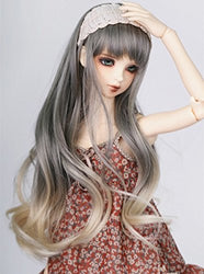 Kuafu 9-10 Inch (22-24cm) 1/3 BJD/SD Doll Wig Cute Long Wavy Ombre Two Tone Hair Wigs Grey to Blonde