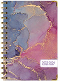 HARDCOVER Academic Year 2023-2024 Planner: (June 2023 Through July 2024) 5.5"x8" Daily Weekly Monthly Planner Yearly Agenda. Bookmark, Pocket Folder and Sticky Note Set (Pink Purple Marble)