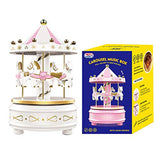 WEofferwhatYOUwant Carousel Music Box - Easy Twist, White - 4 Horse Classic Decor, Melody Beethoven's Fur Elise. Fall Asleep to Music Lights or Decorate Your Cake