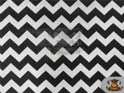 Polycotton Printed Fabric Small Chevron BLACK WHITE / 60" Wide / Sold by the yard