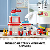 LEGO DUPLO Rescue Fire Station & Helicopter 10970 Building Toy; Playset with Fire Truck and Helicopter; for Ages 2+ (117 Pieces)