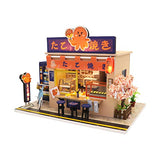 Cool Beans Boutique Miniature DIY Dollhouse Kit Wooden Japanese Takoyaki Shop with Dust Cover - Architecture Model kit (English Manual) (Japanese Takoyaki Shop)