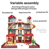 XDXDO Doll House, Large Floor Doll House Furniture and Accessories, Open Princess Castle Toy Including Two Dolls, Suitable for Gifts for Boys and Girls Over Three Years Old