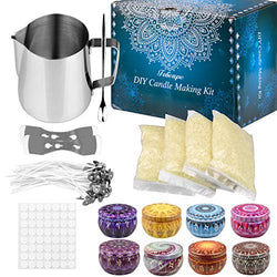 Candle Making Kit Supplies, Dveda DIY Candle Kit Complete Beginners Candles Craft Tools with 1 Candle Make Pouring Pot, 50 Candle Wicks, 56 Wicks Sticker, 4 Pack Beeswax, 8 Candle Tins
