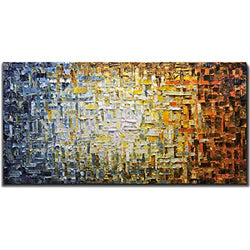 Metuu Modern Canvas Paintings, Texture Palette Knife Multicolored Gradual Vortex Paintings Modern Home Decor Wall Art Painting Colorful 3D Wall Decoration Ready to hang Ready to hang 24x48inch