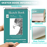 9x12 inches Sketch Book, 100 Sheets Top Spiral Bound Drawing Book Paper (68 lb/100gsm) Sketchbook Pad for Kid Adults Artist, Acid Free Art Paper for Colored Pencil Sketch Stick Marker Art
