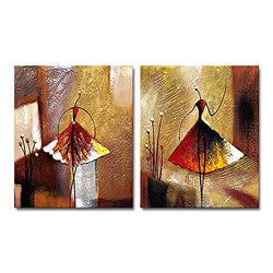 Wieco Art Ballet Dancers 2 Piece Modern Decorative Artwork 100% Hand Painted Contemporary Abstract Oil Paintings on Canvas Wall Art Ready to Hang for Home Decoration Wall Decor