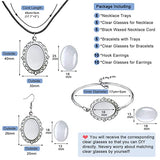 GOLESMIY 45pcs Oval Pendant Trays Kit, Stainless Steel Oval Cabochon Bezel Blank Tray Earrings/Bracelets/Necklaces for Cabochons Cameo Resin Photo Jewelry Making