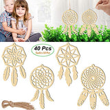 Wooden Hanging Ornaments Kits to Paint 40 PCS Wooden Dream Catchers Kit for Kids Girls, Unfinished Wood for DIY Crafts Christmas Ornaments Hanging Decorations Wood Slices Home Decor