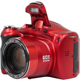 Polaroid IE6035-RED-STK-4 iE6035 18MP 60x Optical Zoom Digital Camera, Red Bundle with Lexar 32GB Memory Card, Deco Gear Camera Bag, Lens Blower, Lens Pen, 12inch Tripod & More