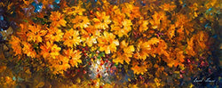 Orange Flowers Painting Floral Wall Art By Leonid Afremov Studio - Illusion Of Love. Size: 40" x 16" inches