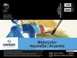 Canson Montval Watercolor Block, Cold Press Acid Free French Paper, 140 Pound, 12 x 16 Inch, 15