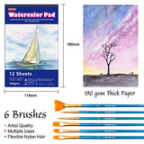 43 Pack Watercolor Paint Set, Shuttle Art 36 Colors Watercolor Paint Pan Set with 6 Brushes and 1 Watercolor Pad for Beginners, Artists, Kids & Adults Watercolor Painting, Bullet Journal, Calligraphy
