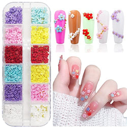 3D Flower Nail Charms-DOYIZZ 6 Colors 3D Flowers for Acrylic Nails with Metal Caviar Beads Nail Art Decoration