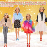 ZTWEDEN Winter Doll Coat Jacket Clothes Set for 30cm Girl Doll, 11.5 inches Winter Fashion Sweater Tops with Jeans Party Dress Skirts T-Shirt Hat Shawl for 11.5'' Female Doll for Xmas Gift