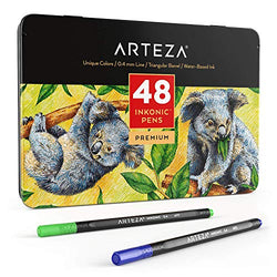 ARTEZA Inkonic Fineliners Fine Point Pens, Set of 48 Fine Tip Markers with Color Numbers, 0.4mm