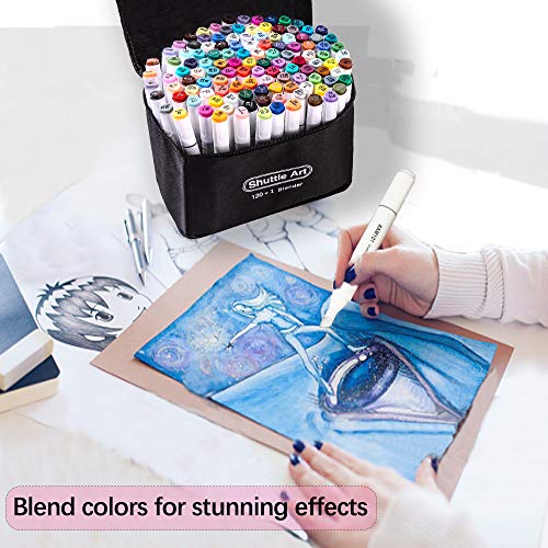 121 Colors Dual Tip Alcohol Based Art Markers 120 Colors Plus 1 Blender Permanent Marker 1 Marker Pad with Case Perfect for Kids Adult Coloring Books