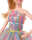 Barbie Signature Birthday Wishes Doll, Approx. 12-in Blonde in Rainbow Dress, Multi