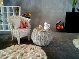 Miniature Dollhouse Table. Wicker Handmade Boho Furniture for 12-inch Dolls