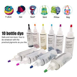 BEYST Tie Dye Kit, 10 Colors Single Step Permanent Tie Dye Full Tools Kit w/Easy-Squeeze Nozzles Non Toxic Fabric Textile Paint for DIY Clothing Graffiti