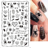 8 Sheets Halloween Nail Art Stickers 3D Halloween Nail Decals Self-Adhesive DIY Nail Art Decorations Horror Red Bloody Wound Blood Skull Spider Nail Sticker for Women Kids Girls Manicure