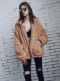 PRETTYGARDEN Women's Fashion Long Sleeve Lapel Zip Up Faux Shearling Shaggy Oversized Coat Jacket with Pockets Warm Winter