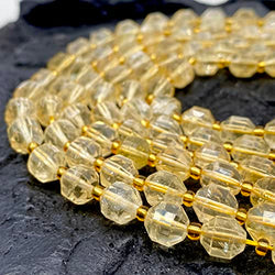 ABCGEMS Brazilian Honey Golden Citrine Beads (Double Terminated Points- Allows Energy to Flow from Both Directions) Healing Chakra Crystal Stone DIY Jewelry Making DiamondCut Energy-Prism 7x8mm