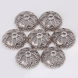 Cotowin Beautiful 15mm Silver Metal Flower Bead Caps for Jewelry Craft Making [Pack of 50]