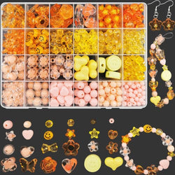 540Pcs Acrylic Orange Beads Flower Heart Star Butterfly Pastel Beads Candy Color Assorted Beads Kawaii Bead Cute Round Beads Plastic Beads Bulk for Bracelets Jewelry Making Necklaces DIY Crafts