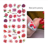 Flower Nail Art Stickers Decals Summer Nail Decorations Blooming Flower Nail Stickers Decals Water Summer Sliders Chrysanthemum Peony Design for Manicure 12 Sheets