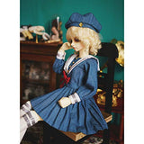 HMANE BJD Clothes 1/6, Navy Style Denim Dress with Hat for 1/6 BJD Dolls (No Doll)