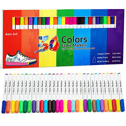 Fabric Markers Pen 30 Colors Permanent Paint Art Marker Set for Writing Painting on T-Shirts Clothes Sneakers Canvas Shoes, Child Safe & Non-Toxic